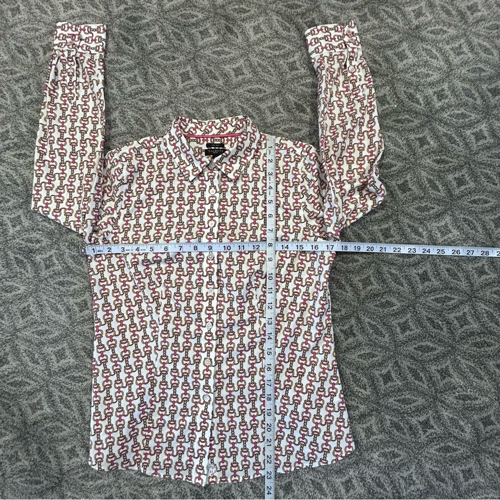 TALBOTS Pink, White and Gold Casual Button Down Shirt 120 - Picture 8 of 11